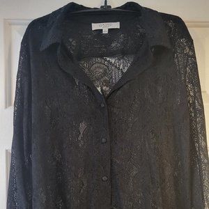 Kasper black sheer dress top